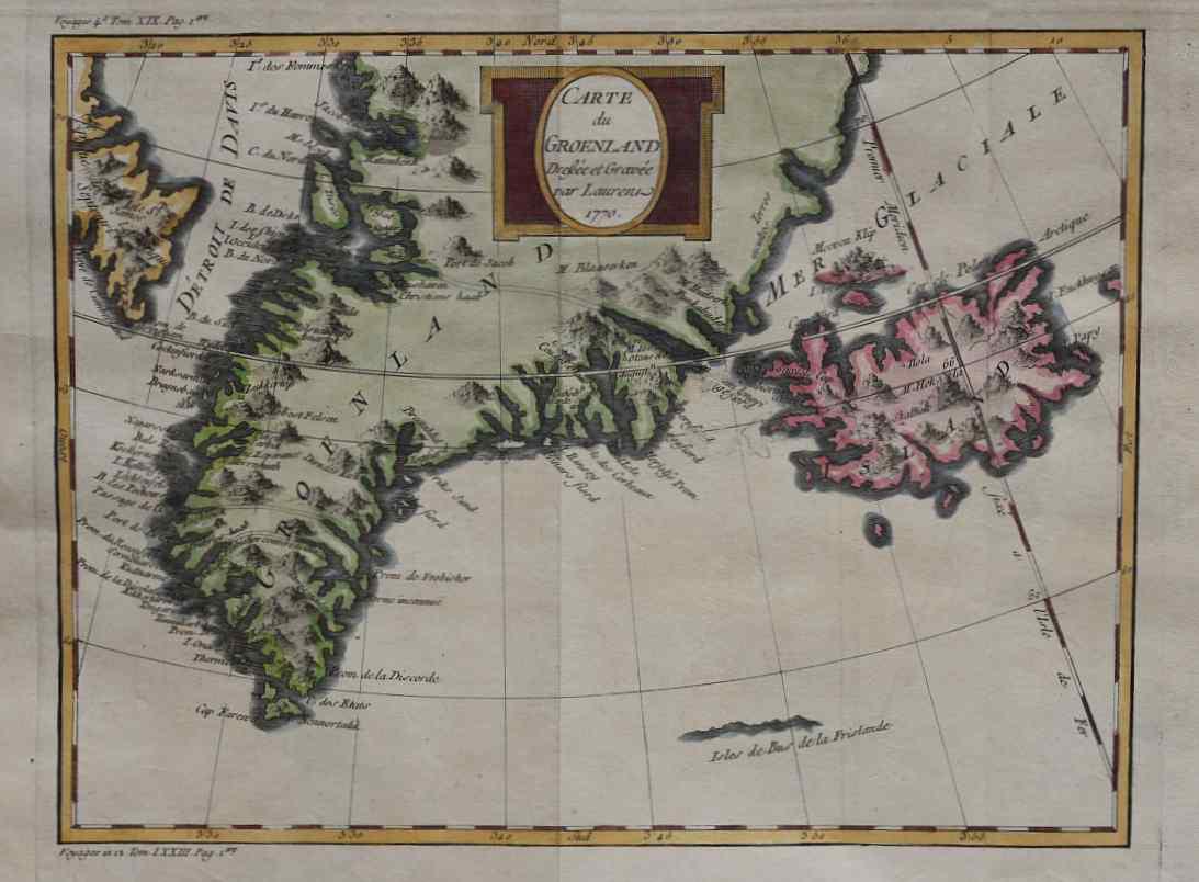 GREENLAND ICELAND CARTE DU GROENLAND Michael Jennings Antique Maps