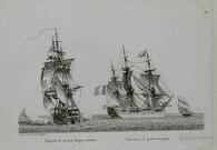 MARINE   VAISSEAU DE 74 VENT LARGUE SALUANT..
