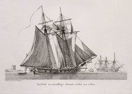 MARINE   GOELETTE AU MOUILLAGE