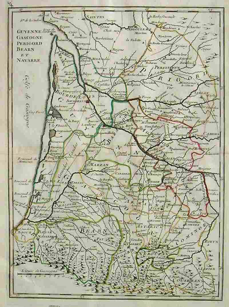 GASCONY GUYENNE GASCOGNE PERIGORD Michael Jennings Antique Maps and