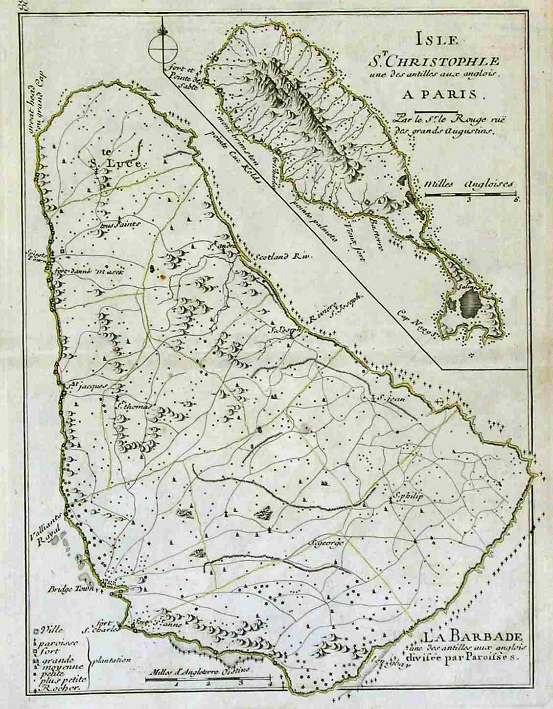 BARBADOS ST KITTS ISLE ST CHRISTOPHLE LA BARBADE Michael Jennings Antique Maps and Prints