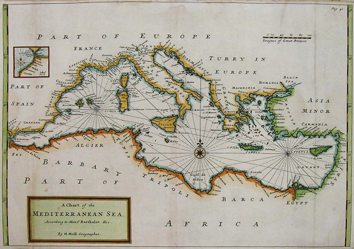 MEDITERRANEAN A CHART OF THE MEDITERRANEAN SEA ACCORDING TO MONsr