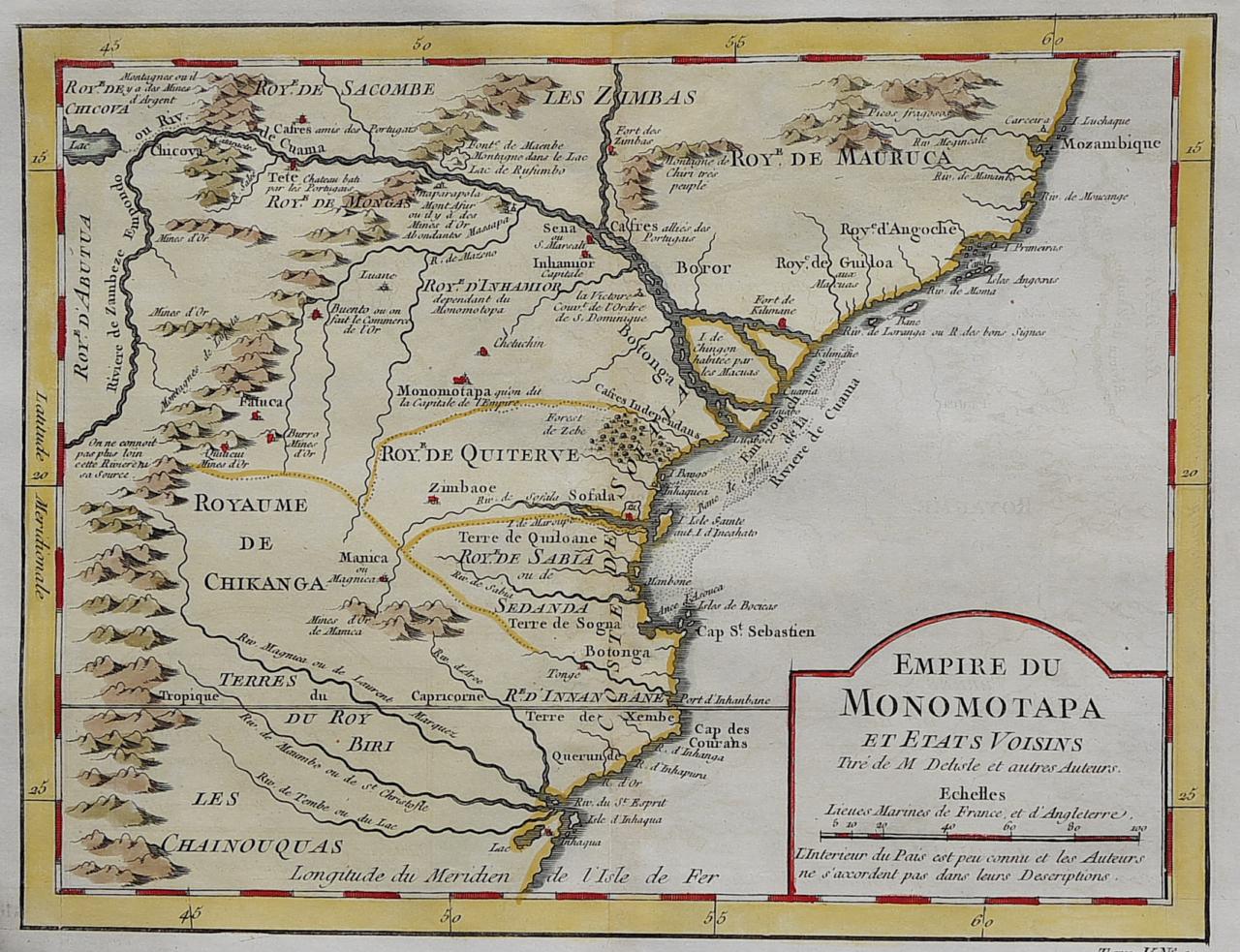 MOZAMBIQUE COAST EMPIRE DU MONOMOTAPA  Michael Jennings Antique Maps 