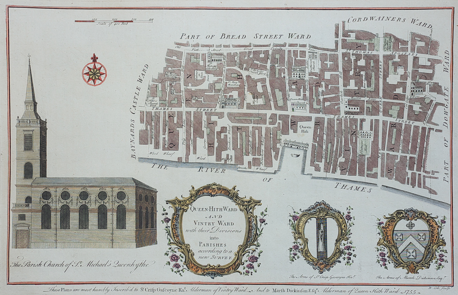 LONDON QUEEN HYTHE & VINTRY WARDS Michael Jennings Antique Maps and