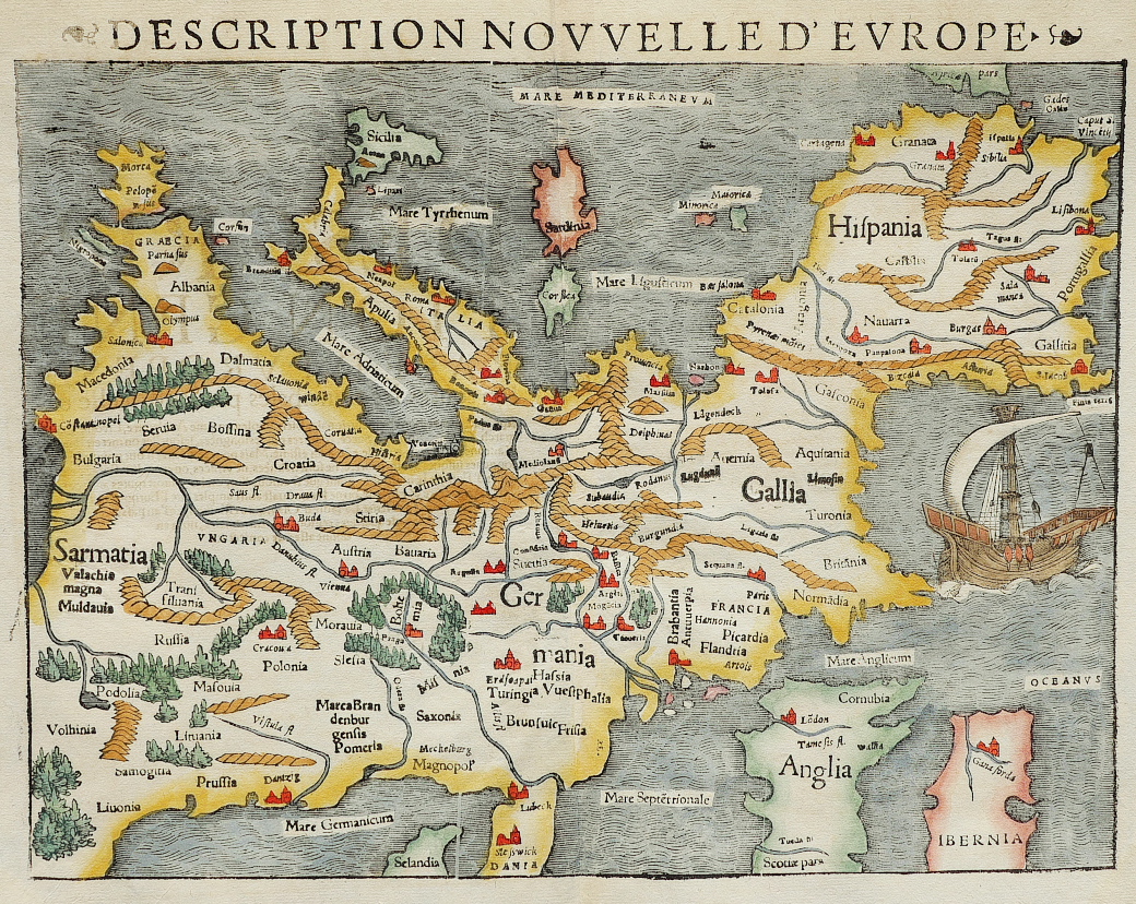 MUNSTER FIRST EDITION MAP OF MODERN EUROPE 1550 || Michael Jennings Antique  Maps and Prints