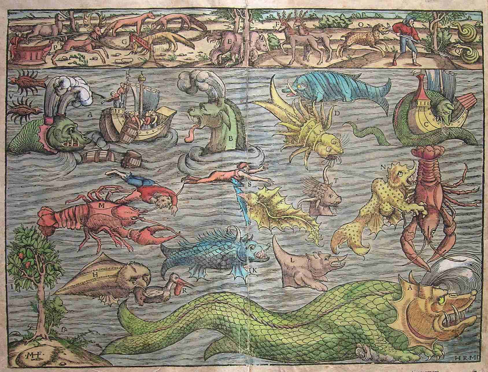 Old Map Sea Monsters